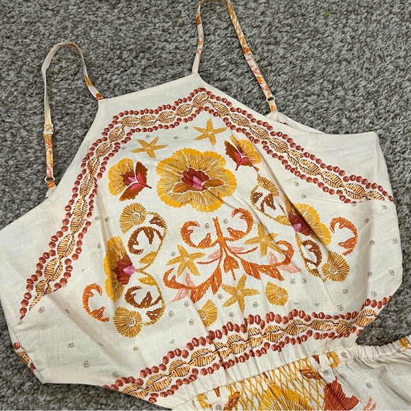 Anthropologie farm rio orange and cream strapless beachy halter top maxi dress - Picture 4 of 9